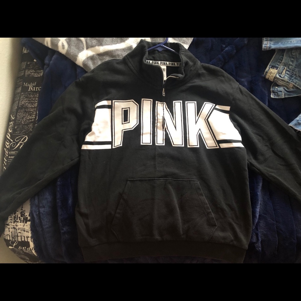 PINK half zip pullover black hoodie